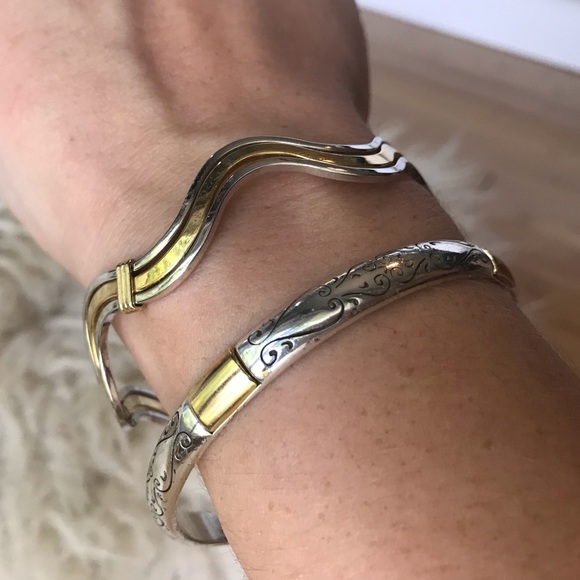 Brighton Silver with Gold Accent Classic Bangle - Picture 5 of 6